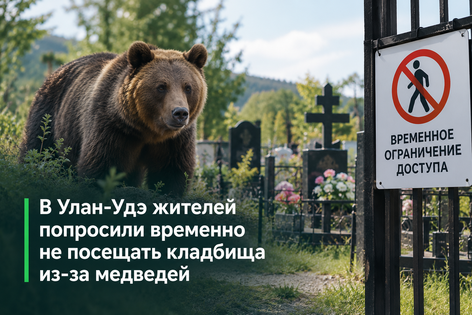 🐻 В Улан-Удэ жителей попросили временно не посещать кладбища из-за медведей