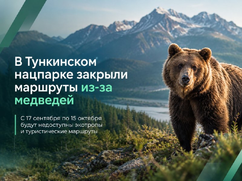 🐻 В Тункинском нацпарке временно ограничили посещение туристических маршрутов