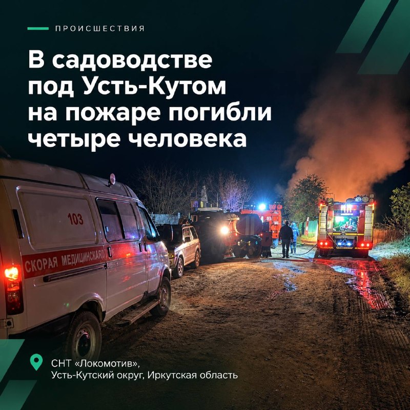 В садоводстве под Усть-Кутом на пожаре погибли четыре человека