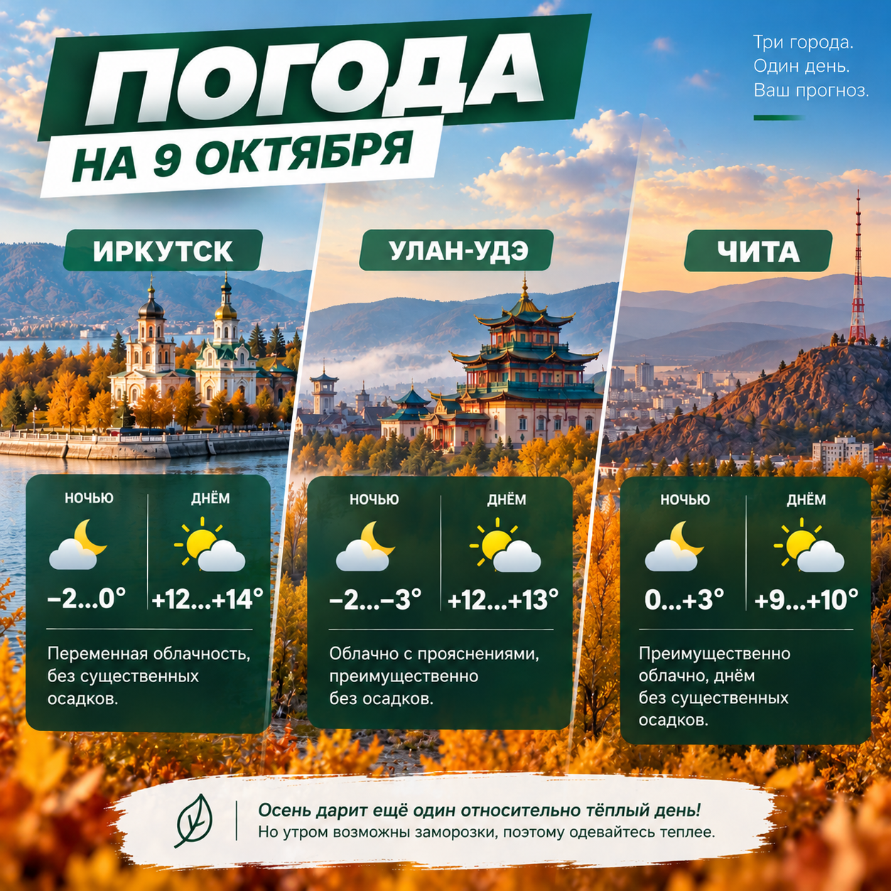 🌤 Погода на 9 октября
