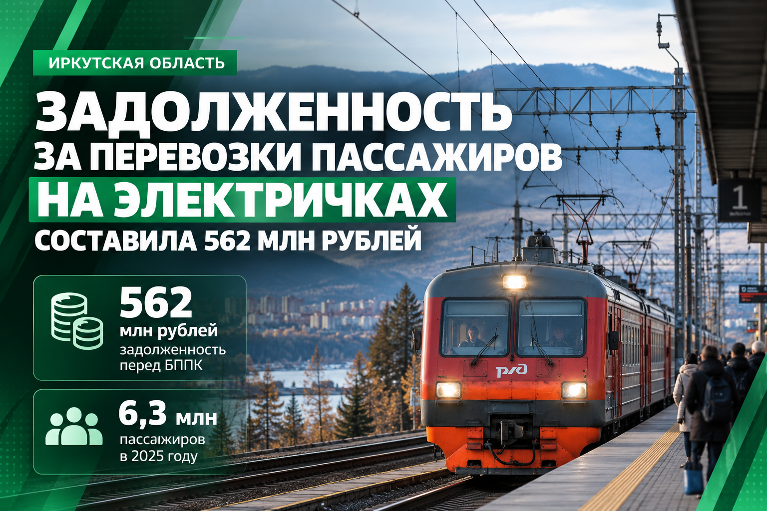 🚆 Иркутская область задолжала более полумиллиарда рублей за перевозки пассажиров на электричках