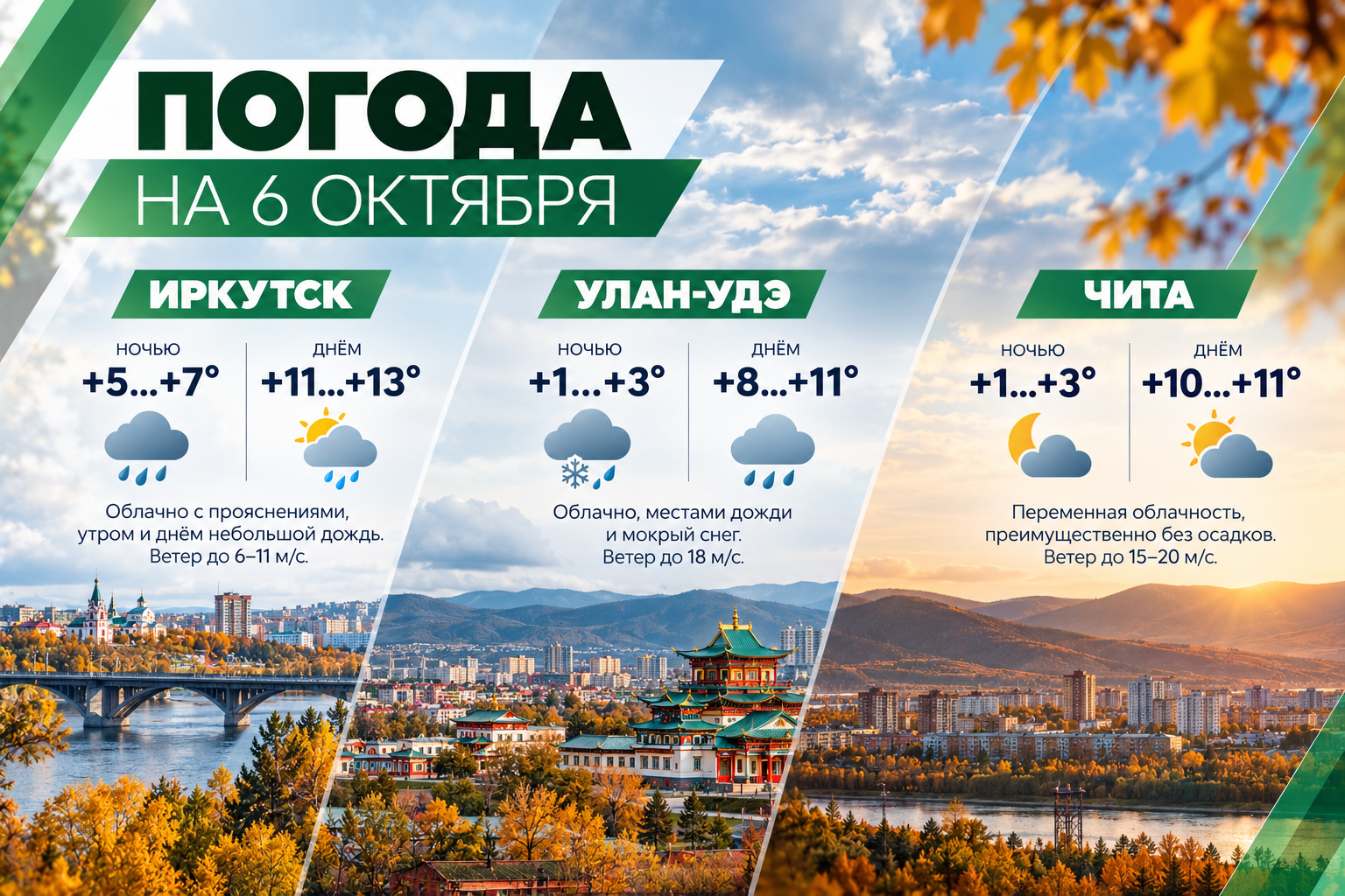 🌦 Погода на 6 октября