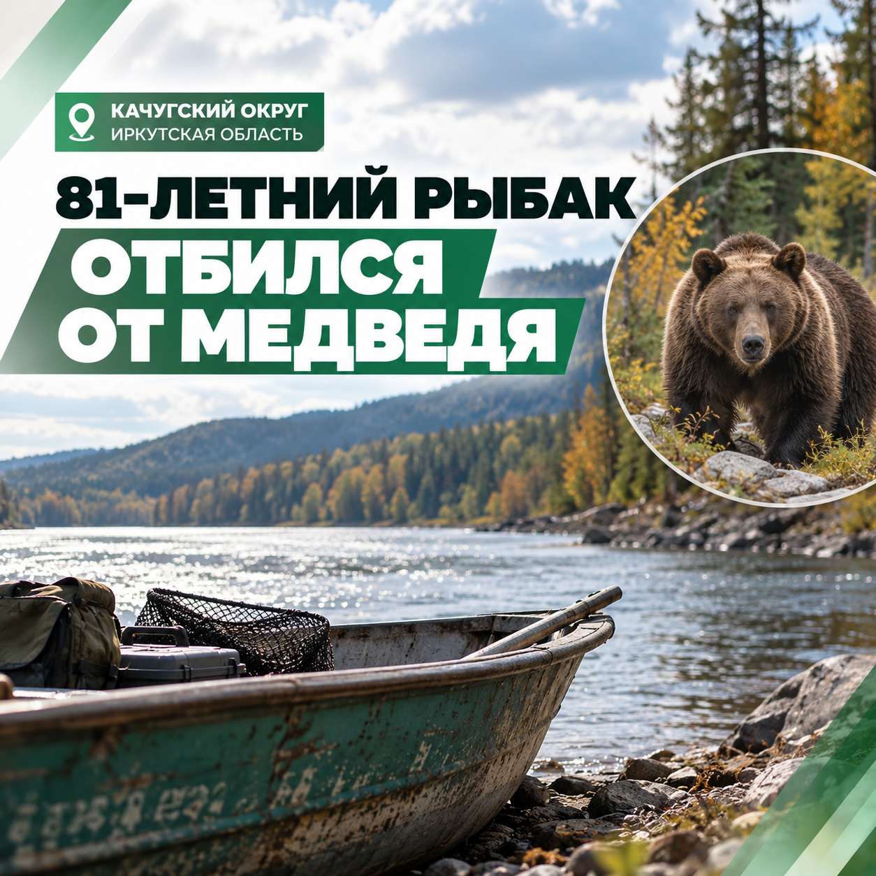 81-летний рыбак отбился от медведя в Иркутской области