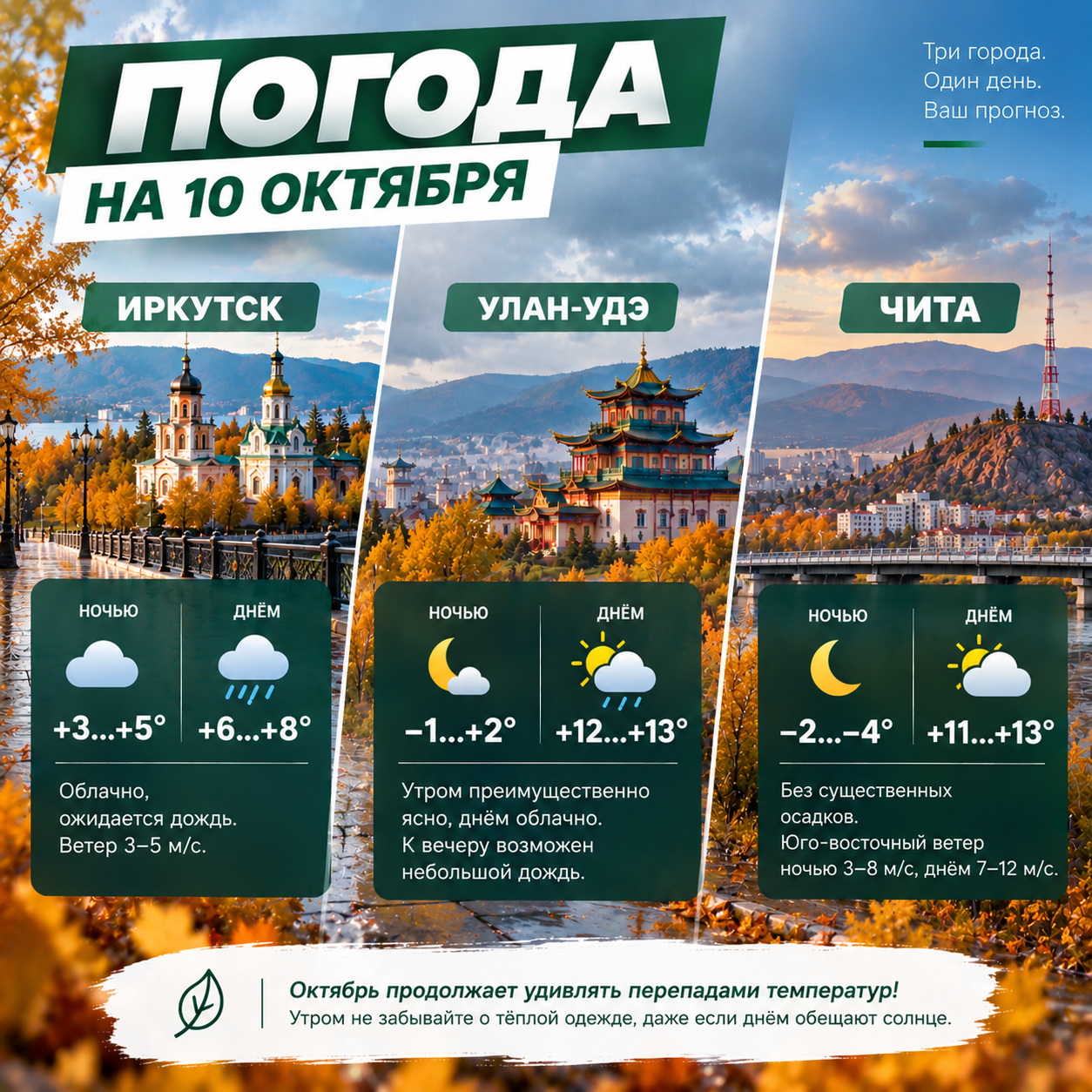 🌤 Погода на 10 октября